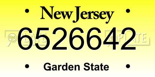 6526642 New Jersey License Plate
