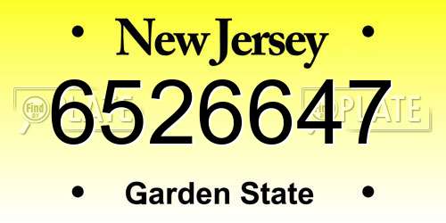 6526647 New Jersey License Plate