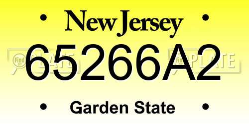 65266A2 New Jersey License Plate
