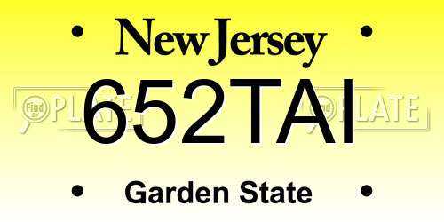 652TAI New Jersey License Plate