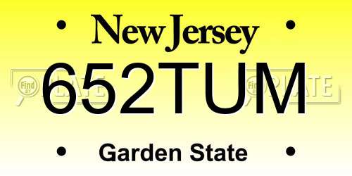 652TUM New Jersey License Plate