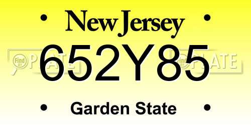 652Y85 New Jersey License Plate