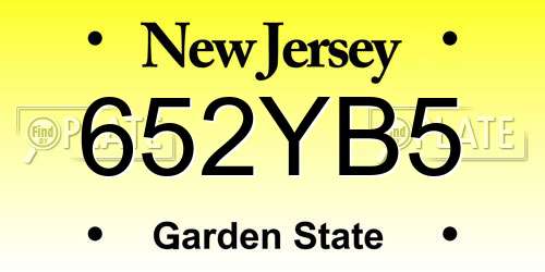 652YB5 New Jersey License Plate