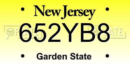 652YB8 New Jersey License Plate