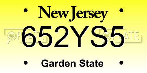 652YS5 New Jersey License Plate