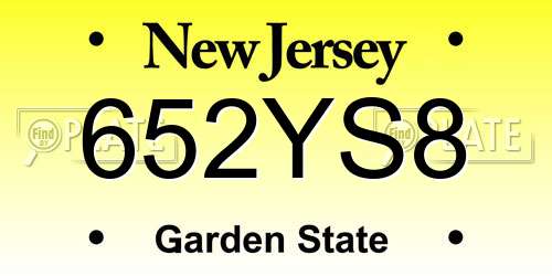 652YS8 New Jersey License Plate
