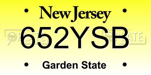 652YSB New Jersey License Plate