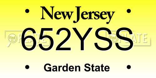 652YSS New Jersey License Plate