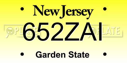 652ZAI New Jersey License Plate