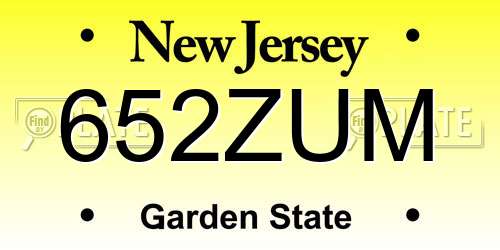 652ZUM New Jersey License Plate