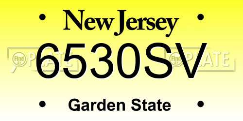 6530SV New Jersey License Plate