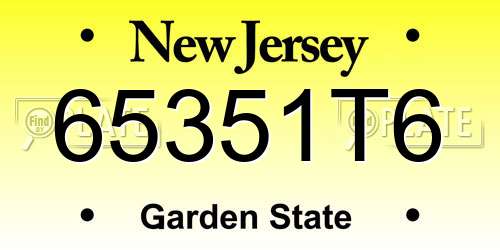 65351T6 New Jersey License Plate