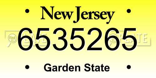 6535265 New Jersey License Plate
