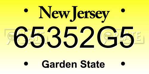 65352G5 New Jersey License Plate