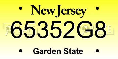 65352G8 New Jersey License Plate