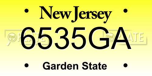 6535GA New Jersey License Plate