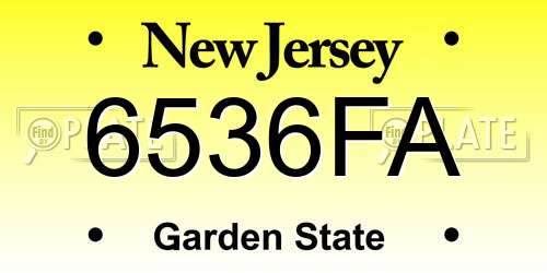 6536FA New Jersey License Plate