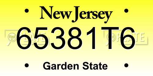 65381T6 New Jersey License Plate