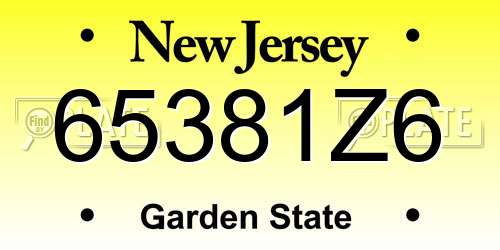 65381Z6 New Jersey License Plate