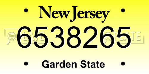 6538265 New Jersey License Plate