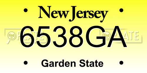 6538GA New Jersey License Plate