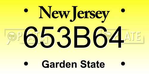 653B64 New Jersey License Plate
