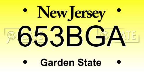 653BGA New Jersey License Plate