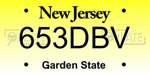653DBV New Jersey License Plate