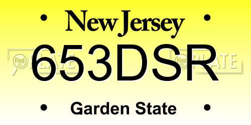 653DSR New Jersey License Plate