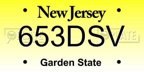 653DSV New Jersey License Plate