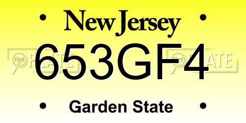 653GF4 New Jersey License Plate