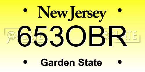 653OBR New Jersey License Plate