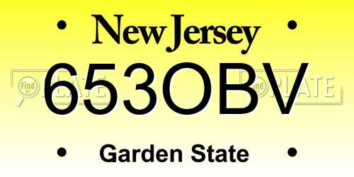 653OBV New Jersey License Plate