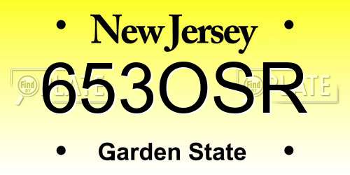 653OSR New Jersey License Plate