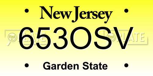 653OSV New Jersey License Plate