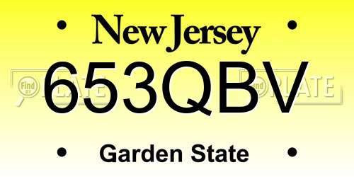 653QBV New Jersey License Plate