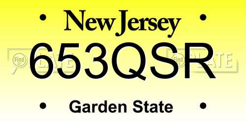 653QSR New Jersey License Plate