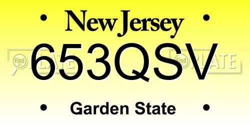 653QSV New Jersey License Plate
