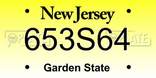 653S64 New Jersey License Plate