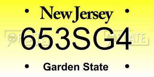 653SG4 New Jersey License Plate