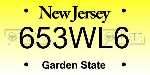 653WL6 New Jersey License Plate