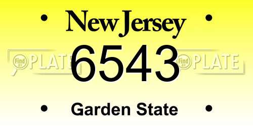 6543 New Jersey License Plate