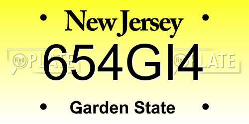 654GI4 New Jersey License Plate