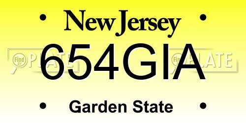 654GIA New Jersey License Plate