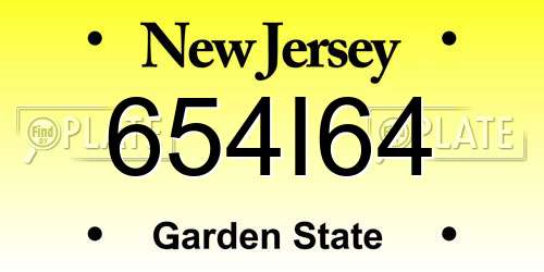 654I64 New Jersey License Plate