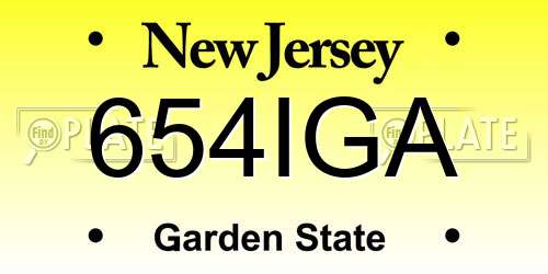 654IGA New Jersey License Plate