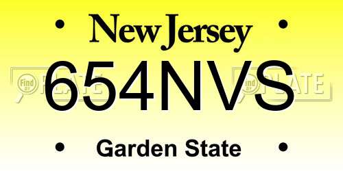 654NVS New Jersey License Plate