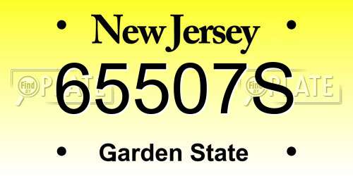 65507S New Jersey License Plate