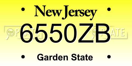 6550ZB New Jersey License Plate
