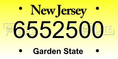 6552500 New Jersey License Plate
